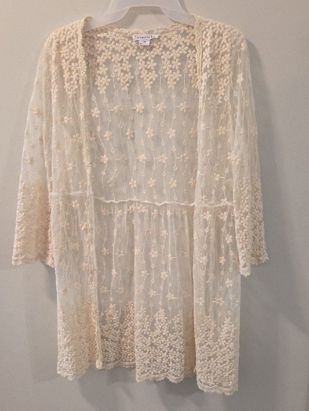 Love Riche Sheer Lace Floral Overlay in Cream